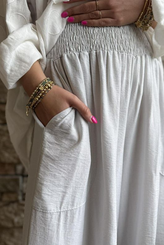 Basso Shirring Wide Leg Pant Clay